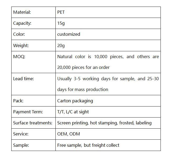 Biodegradable Labeling Airtight Storage Lotion Pet Sub Jar