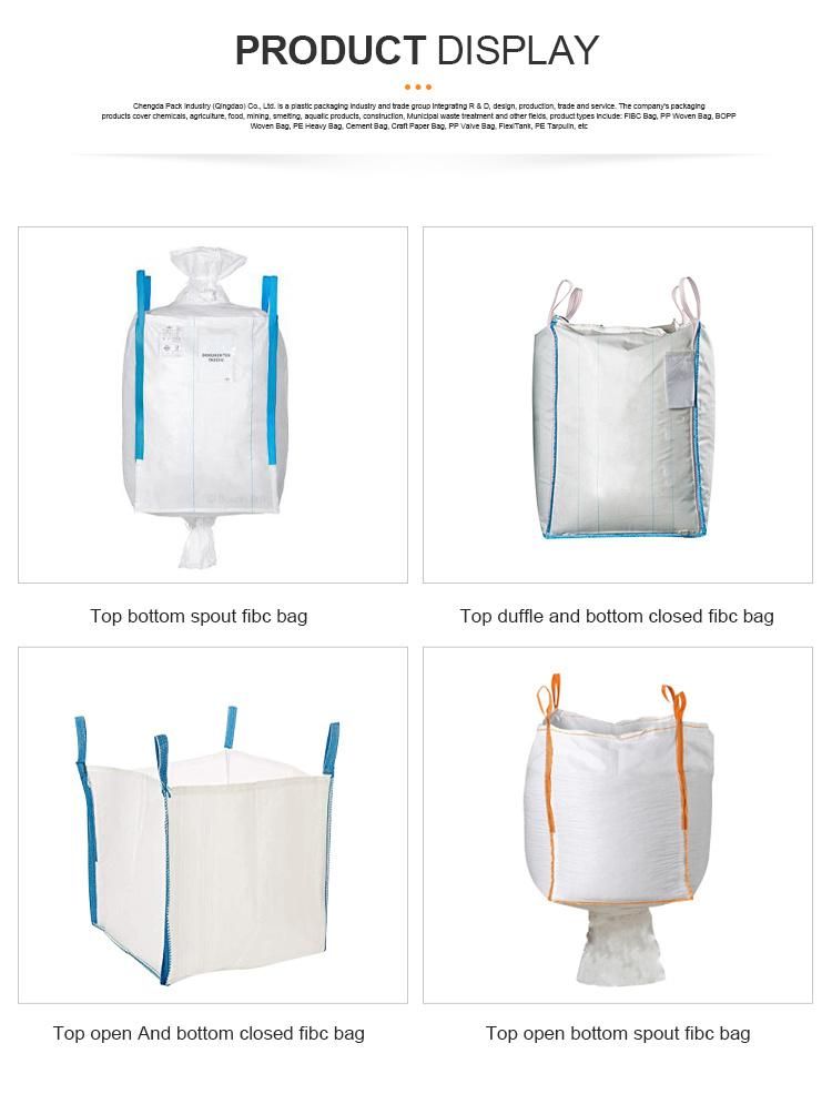 Sample Free1000kg 1500kg Baffle Q Big Bulk Lifting Jumbo Bag Super Sack with Spout