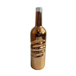 Preferential Price Manufacturing 375ml 500ml 700ml Electroplate Liquor Glass Bottle with Cork Screw Cap for Rum Vodka Whisky