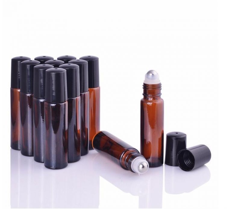 10ml Amber Roll on Roller Bottle for Essential Oils Brown Refillable Perfume Bottle