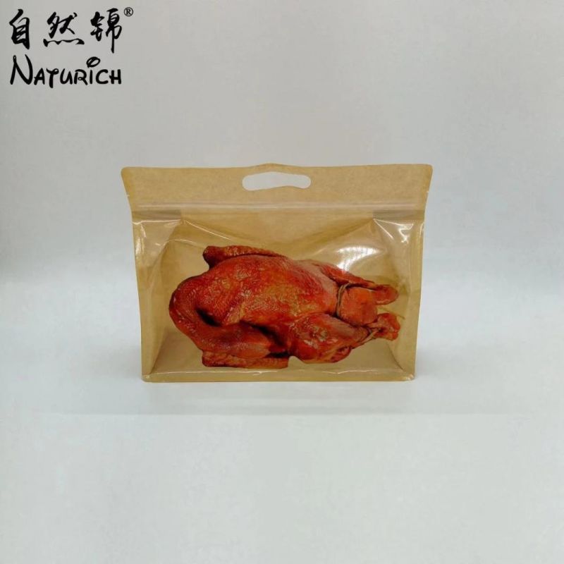 Wholesale Quad Seal Kraft Paper Roast Chicken Bag with Zipper