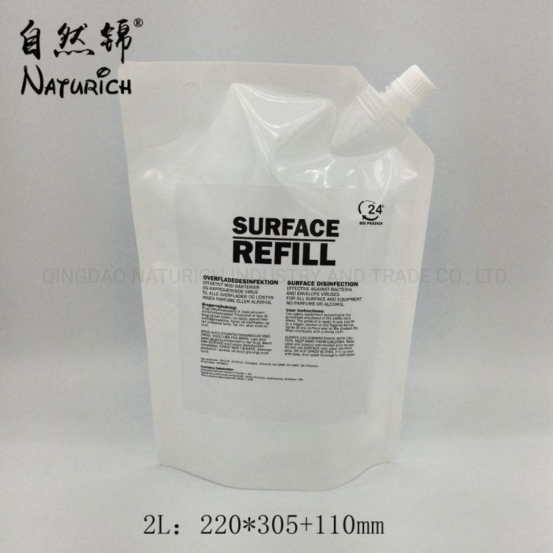 2L Surface Disinfection Packaging Spout Pouch with Handle Plastic Bag