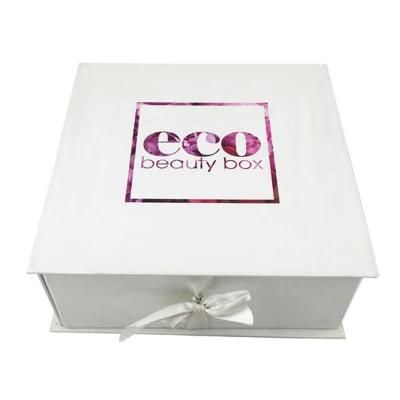 Customized Luxury Flat Folding Gift Box with Ribbon Closure