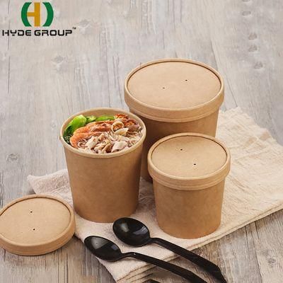 Disposable Grease Proof Paper Bucket for Soup Cups with Lids