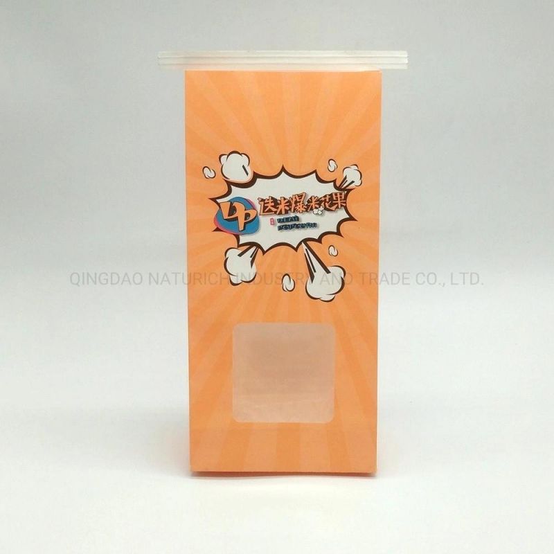Custom Printed Food Grade Recycled Retail Grocery Popcorn Packaging Potato Chips Kraft Paper Bag with Tin Tie