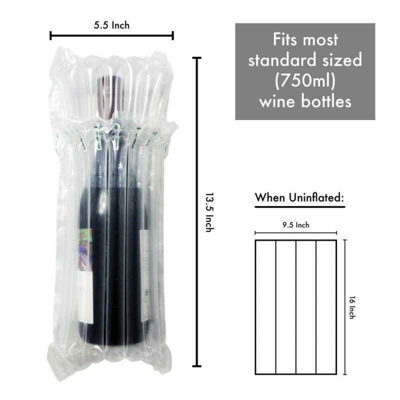 32*8cm Air Filled Bag Protective Wine Bottle Wrap Inflatable Air Cushion Column Wrap Bags with a Free Pump