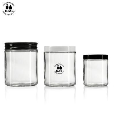 8 Oz 250ml Frosted Beauty Glass Cosmetic Cream Jar Container with Black Lid