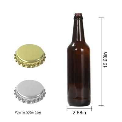 Amber Glass Bottle with Crown Cap for Beverage Beer Packaging