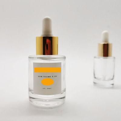 Cosmetic Serum Essential Oil Packaging 15ml 30ml Round Thick Bottom Glass Bottle with Dropper