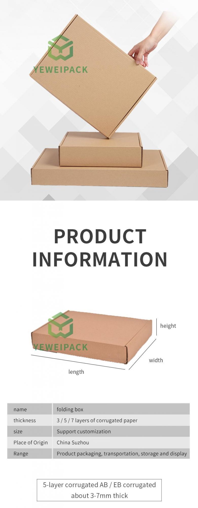 Brown Rectangular Folding Carton Die Cut Kraft Cardboard Box Packaging Corrugated Box