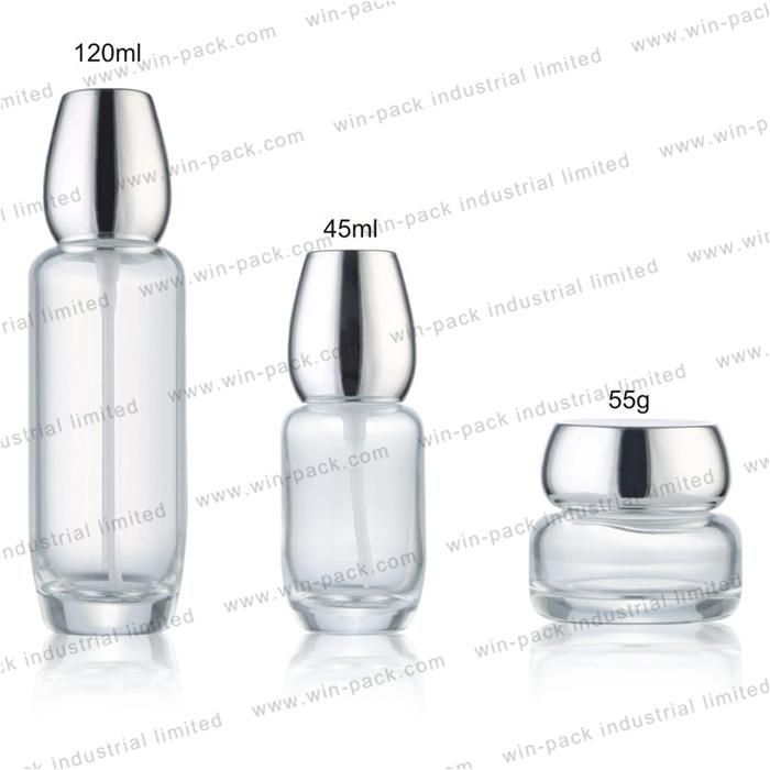 45ml 120ml Cheap Price Cute Clear Round Glass Mini Lotion Bottle with Thick Bottom