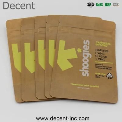 Recycle Stand up Pouch Ziplock Dried Biodegradable Kraft Paper Packaging Bag with Window Kraft Paper Pouch for Food