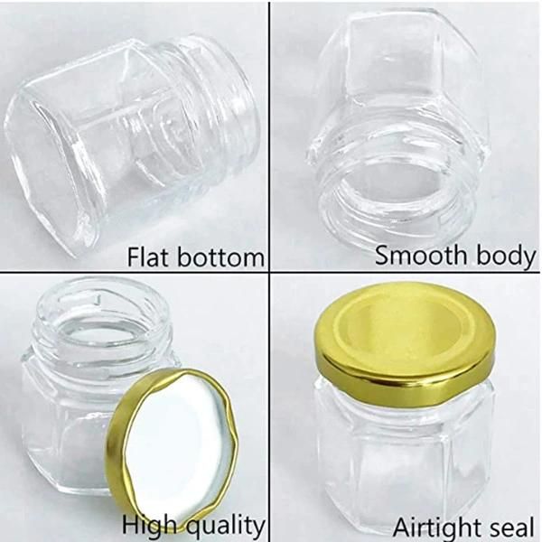 45ml 85ml 100ml 180ml 280ml 380ml 500ml 730ml Hexagon Six-Side Honey Glass Bottle Jam Jar Food Pickles Spice Glass Honey Jar with Lid