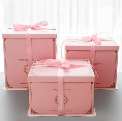 Wholesale Square Cupcake Packing Box Three-in-One Transparent Window Pet Plastic Paper Barbie Baking Wedding Birthday Party Tall Clear Cake Shaped Packaging Box