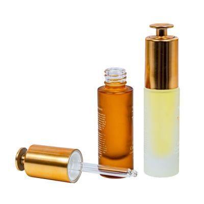Wholesale Flat Shoulder Skincare Essential Oil Colorful Amber Frosted Glass 15ml Dropper Bottle Packaging Glass Serum Bottle with Dropper