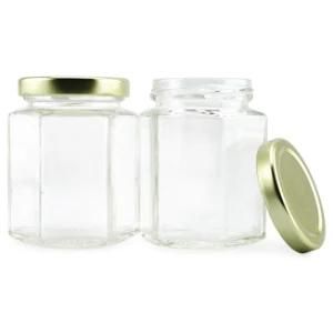 Popular Selling Manufacturer Price Hexagon Shape Containers Glass Jar with Lid for House Decoration