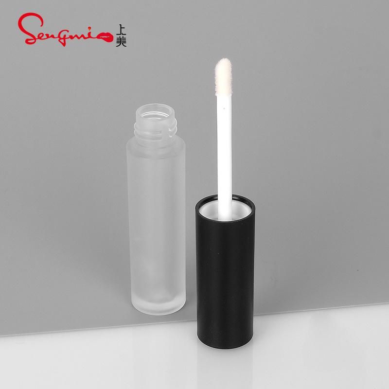 Hot Sale 2.5ml Matt Black Top Clear Tubes Plastic Lip Gloss Packaging Lip Gloss Tubes Black Lip Gloss Tube with Black Wands