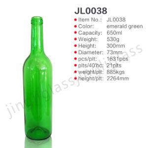 Emerald Green 650ml Wine Bottle with Fine Quality