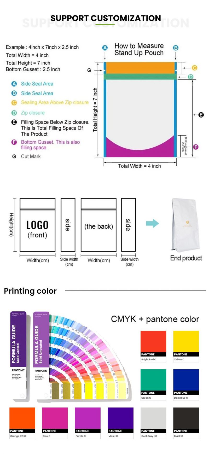 ZB Packaging Food-Grade Plastic Flat Bottom Zipper Food Packaging Bag