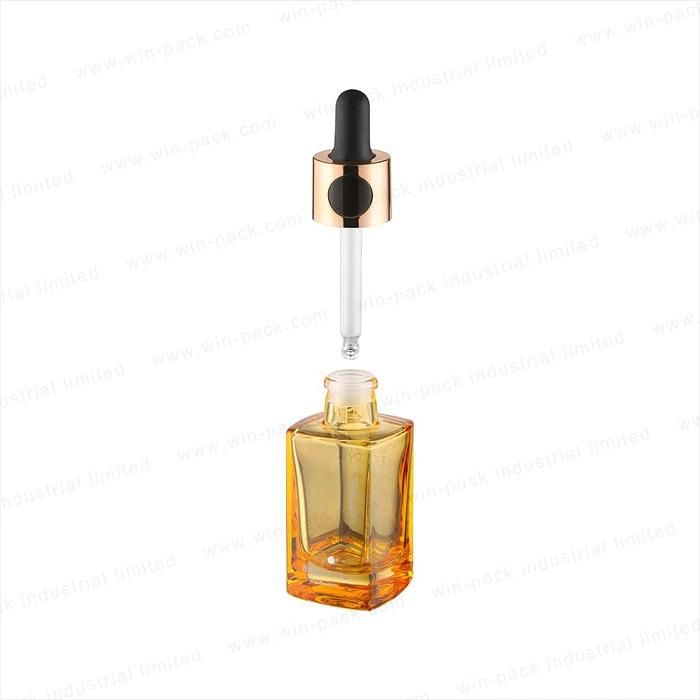 Glass Dropper Bottle Transparent Purple Color with Flat Shoulder Glass Bottle 30ml/40ml/60ml Shiny Silver Alum Collar Bottle