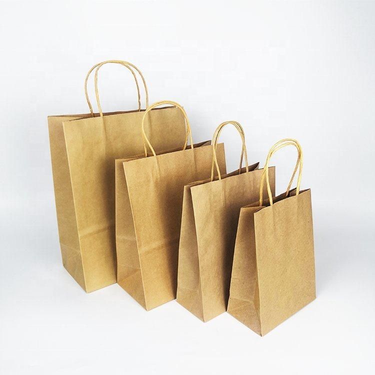 Cheap Packaging Big Kraft Paper Bags Custom Print Bags with Rope Handle