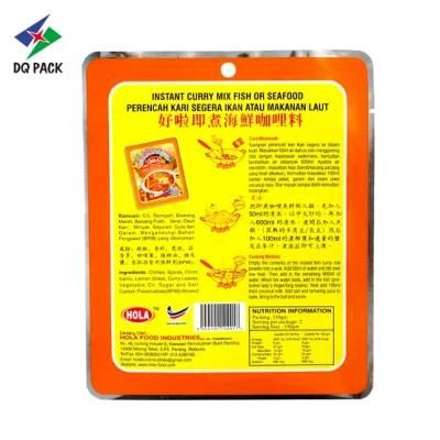 Dq Pack Food Grade Gravures Printing Plastic Packaging Bag Three Side Heat Sealed Bags for Curry Powder