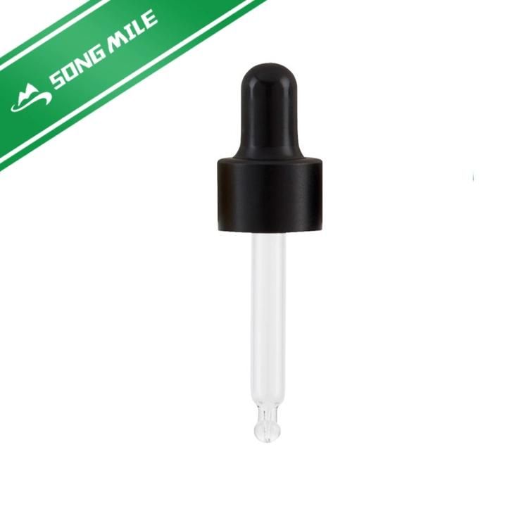18mm Black Plastic Dropper Cap for Cosmetic Essential Oil Bottle