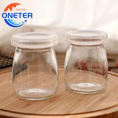 100ml 150ml 200ml Glass Pudding Jar with Plastic Lid for Pudding Yogurt Packing