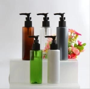 150ml Pet Plastic Flat Shoulder Cosmetic Shower Gel Shampoo Bottle with Clip Lotion Pump