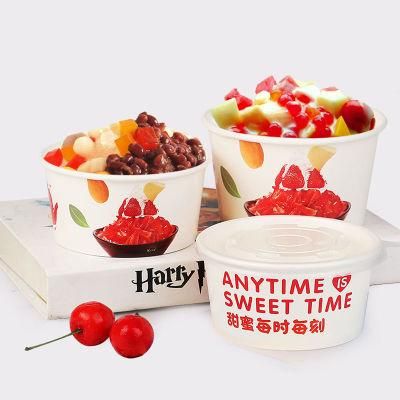 Disposable Double PE Lined Custom Printed Ice Cream Paper Bowl for Dessert Bar