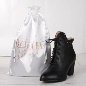 China Manufacturer Custom White Satin Silk Gift Drawstring Dust Bag Shoe Bags for Travel
