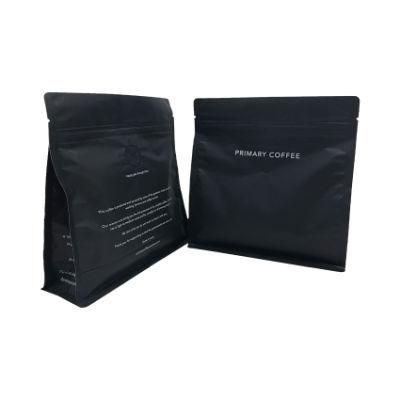 Black Color Custom Size Flat Bottom Pouch for Coffee with Valve
