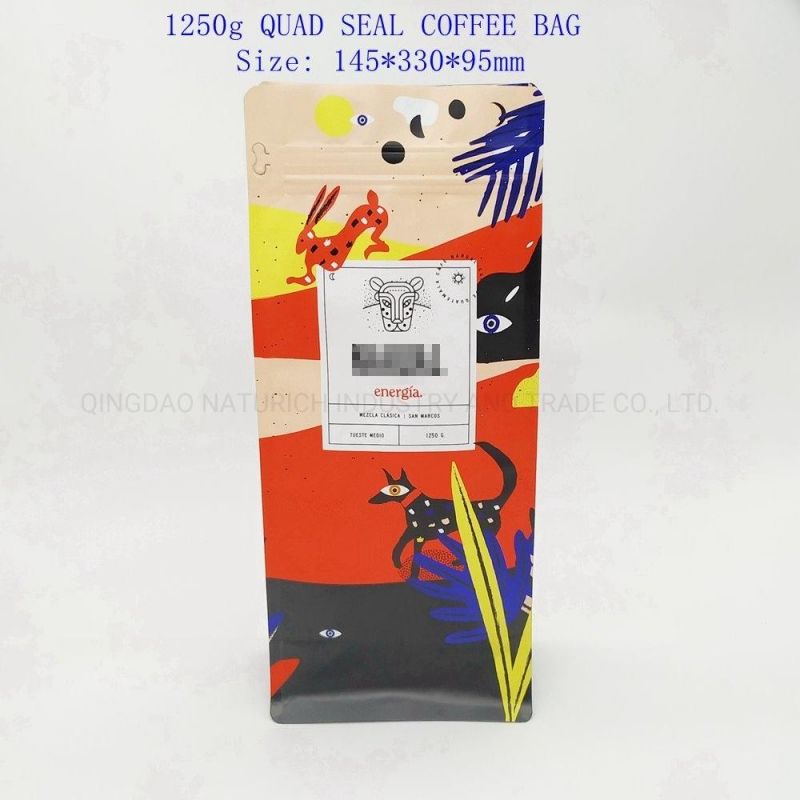 Resealable Ziplock Flat Bottom Food Bag Packaging & Printing for Coffee Beans