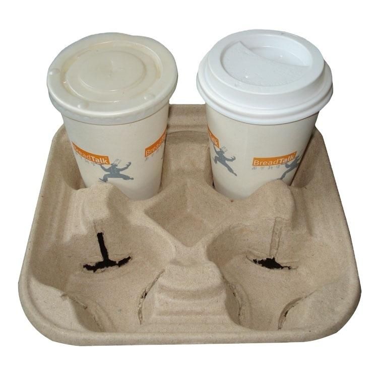 4 Cups Coffee Carrier Pulp Moulded Tray Biodegradable Take Away Cup Holder
