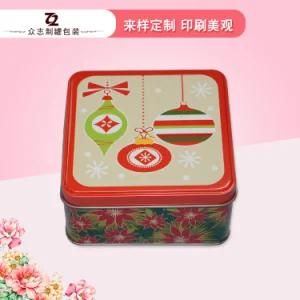 Small Square Christmas Tin Can for Gift