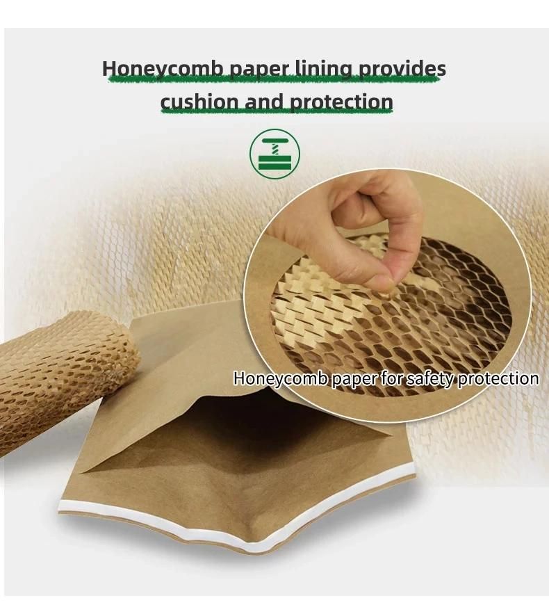 Fully Paper Custom Logo Mailing Bag Cellular Shaped Kraft Paper Lining Padded Brown Envelope for Shipping