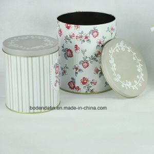Round Metal Tin Box with Customized Cmyk Printing, Two Tin Box One Set Tin Box