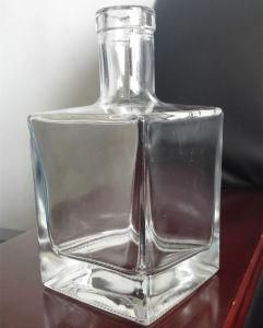 750ml 75cl Empty Flat Square Wine Glass Bottle for Vodka Tequila Rum Gin