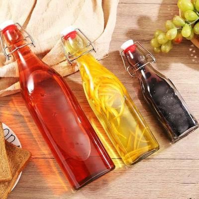 250ml 500ml 1000ml Clear Kombucha Round Glass Bottle Swing Top