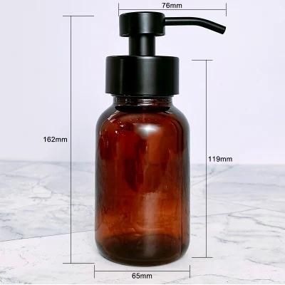 250ml 8 Oz Amber Foaming Hand Body Wash Pump Dispenser Foam Soap Glass Bottle for Sale