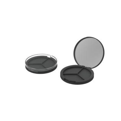 3 Colors Empty Round Plastic Eyeshadow Case with Mirror Customized Black Eyeshadow Palette