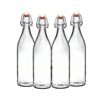 High Grade Swing Top 250ml Soft Drink Glass Bottles 500ml 1000ml Square Beverage Bottle with Clip Lid