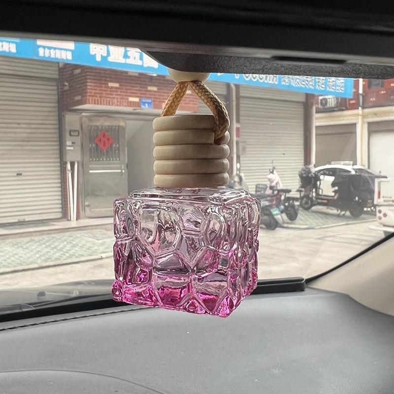 Best Selling Quality Car Perfume Bottle Round Shape Hanging Air Freshener Diffuser Glass