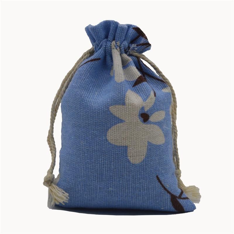 Hot Sale Cheap Price Drawstring Burlap Gift Bags Flower Patterns Jute Bags for Jewelry Party Gift Packaging