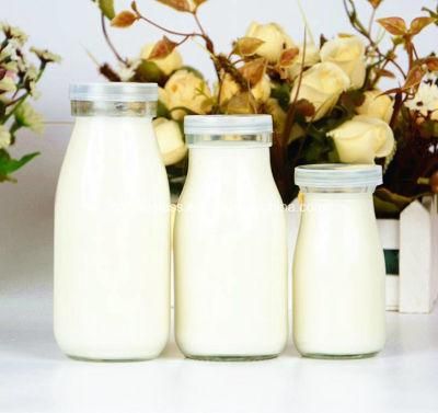 Wholesale Milk Glass Bottle for Pudding and Yogurt with Plastic Cap 100/200/250/500ml