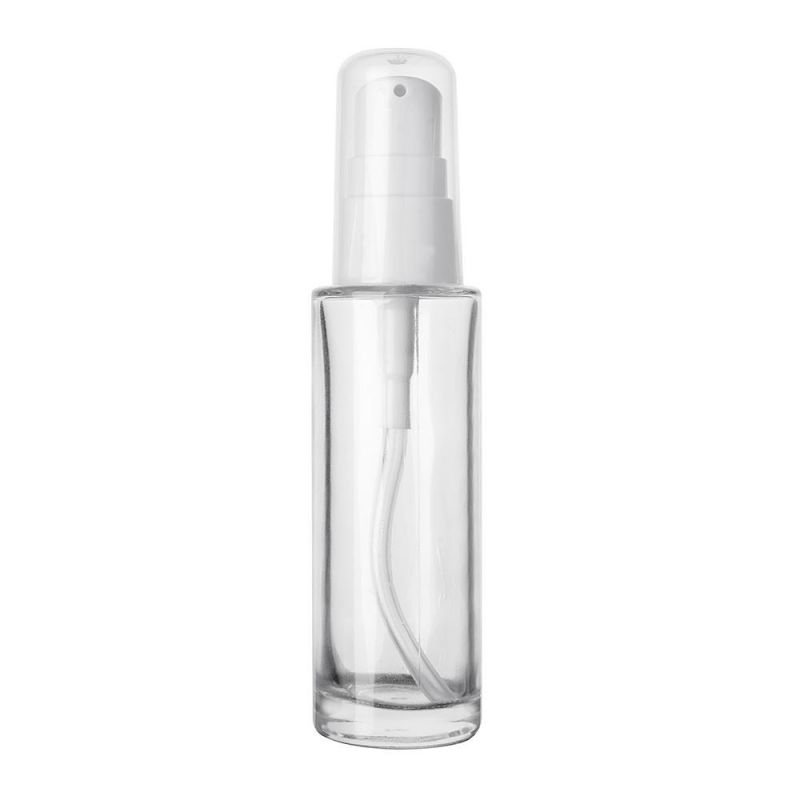 30ml Round Clear Lotion Pump Glass Cosmetic Bottle