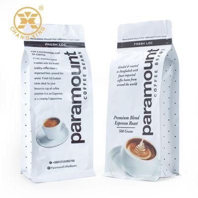 Aluminum Foil Square Bottom Coffee Packaging Bags with Zipper Valve