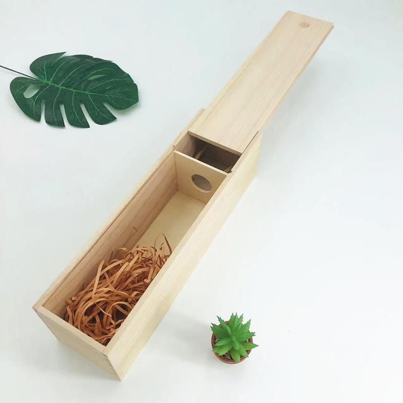 Single Bottle Wooden Wine Box Storage Box with Sliding Lid