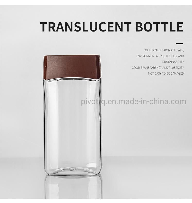480ml Square Wild Mouth Plastic Bottle for Chocolate Coffee and Tea Packing