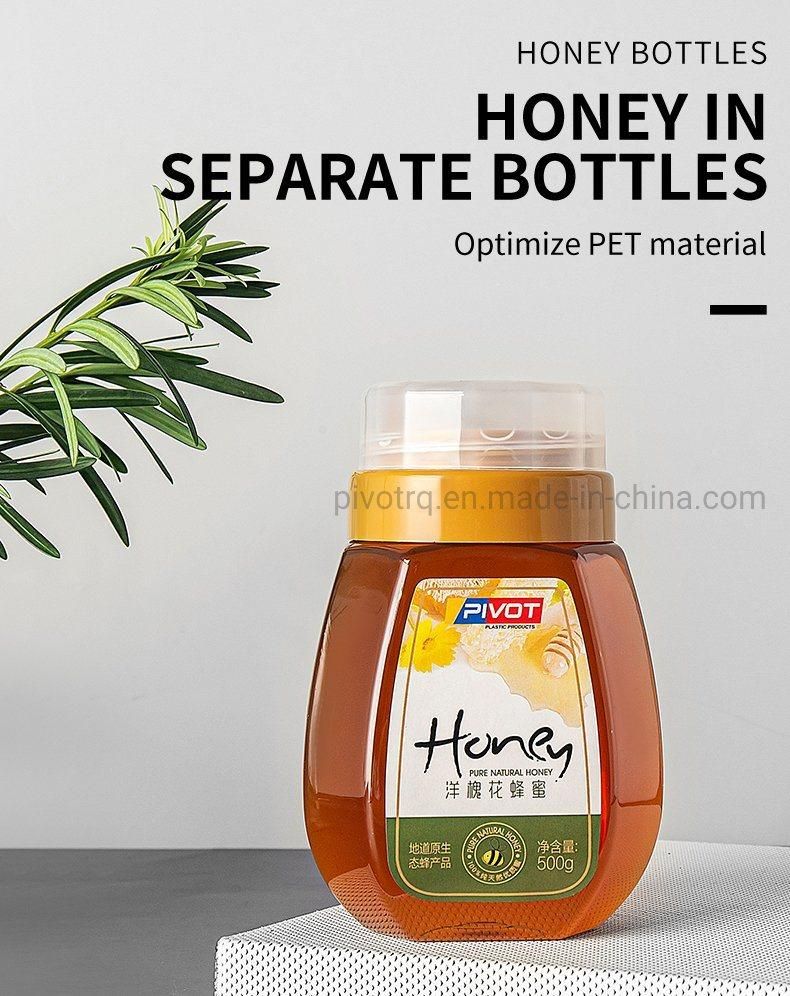 500g Wide Mouth Plastic Honey Bottle with 58mm Caps for Honey